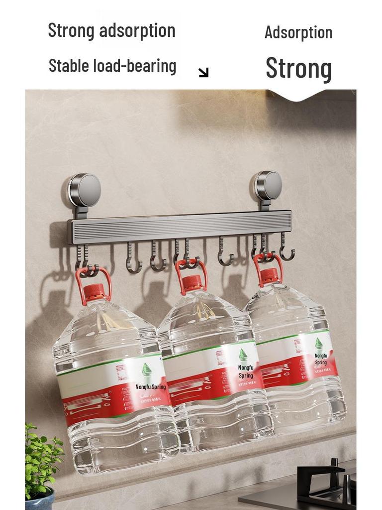 Sliding Suction Cup Kitchen Hooks: No-Drill Aluminum Wall-Mounted Spatula Storage Rail