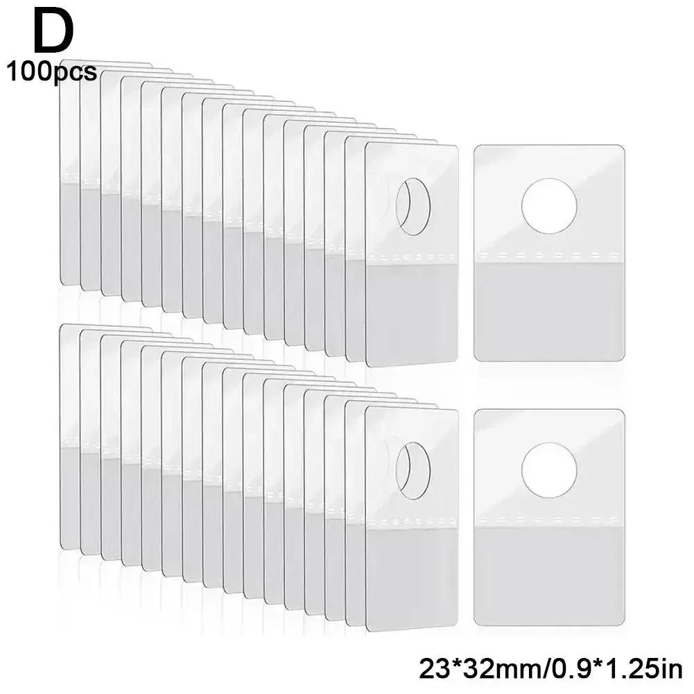 100pcs Sticky Hanging Tabs Clear Hole