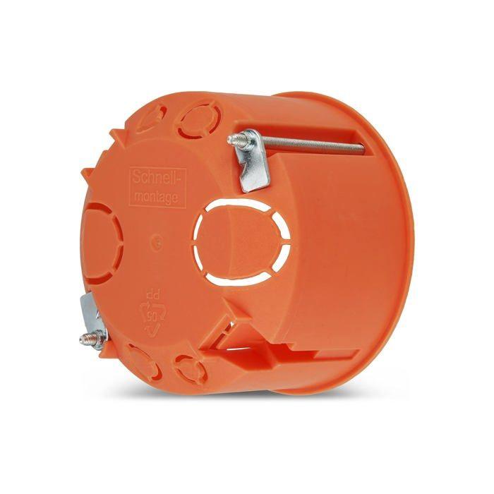 Rev - 0518346555 - Lot de 10 boîtes pour murs creux Orange Ø 68 mm Profondeur 45 mm Vis