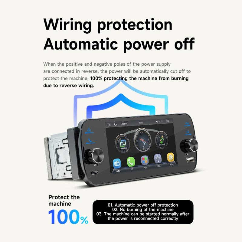 2026 Multifunctional 1 Din 5inch Car Radio Multimedia Mp5 Player Supports Wireless CarPlay Android-auto MorrirLink Car Stereo Bluetooth FM AM RDS USB