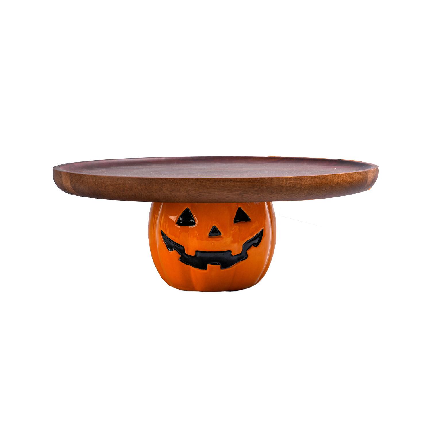 

Деревянный поднос в виде тыквы на Хэллоуин – Деревянная подставка для десертов и хлеба для праздничного декора 21.5 cm коричневый/оранжевый