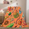 Cartoon-shaped food burger Printed Blanket for Sofa Travel Camping Living Room Office Conditioning Blanket for All Seasons Gifts