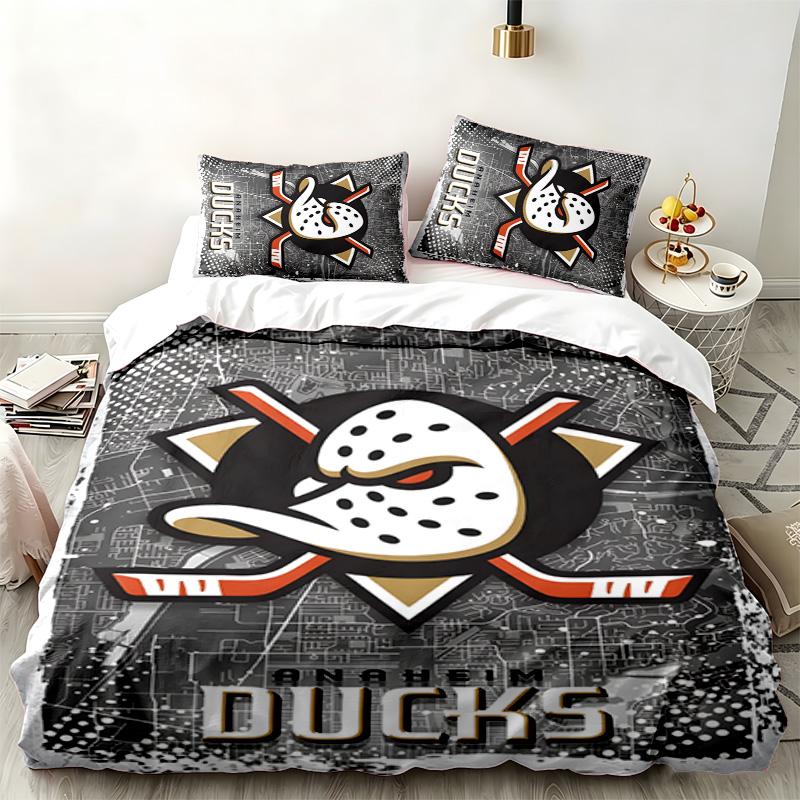 Set 3 pezzi Anaheim Ducks Perfetto per la camera da letto Set biancheria da letto confortevole include una copripiumino e due federe Ideale regalo di compleanno o di Natale