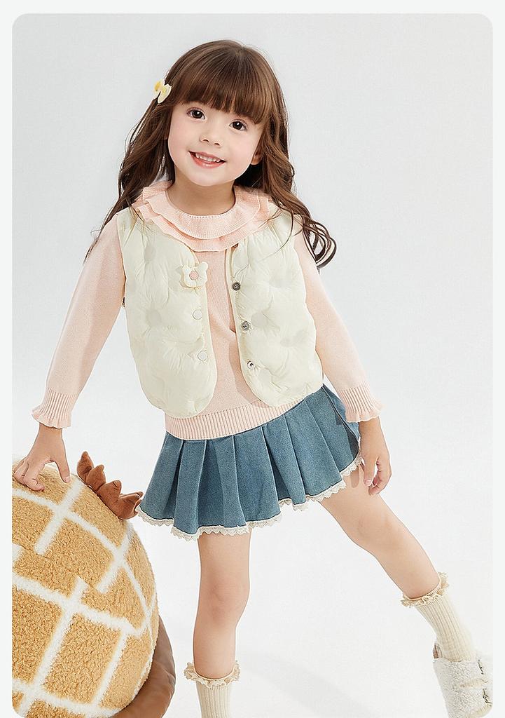 [Double Collar Bow] Infant and Young Girl's Sweater Spring and Autumn Children's Casual Top