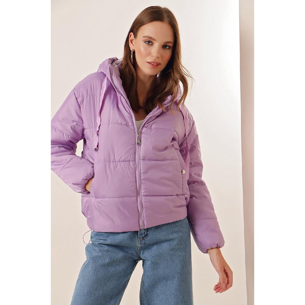 Damen-Daunenjacke mit Kapuze und Reißverschluss Y20w110-7115