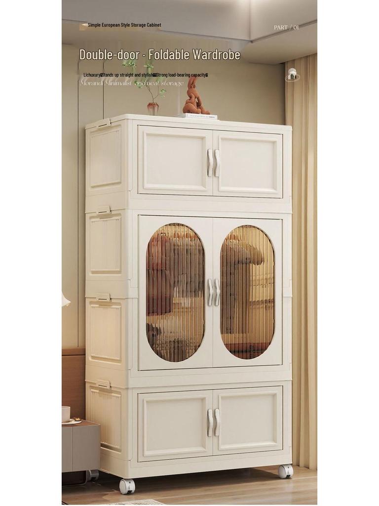 Collapsible Wardrobe with Wheels: Portable Storage for Baby Clothes & Toys.