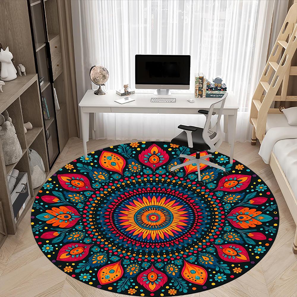 1PC Mandala Artwork Chair Carpet for Office Non-Slip, Lightweight, Machine Washable Rug for Office, Sleeping, Room - Holiday Decoryy251009127