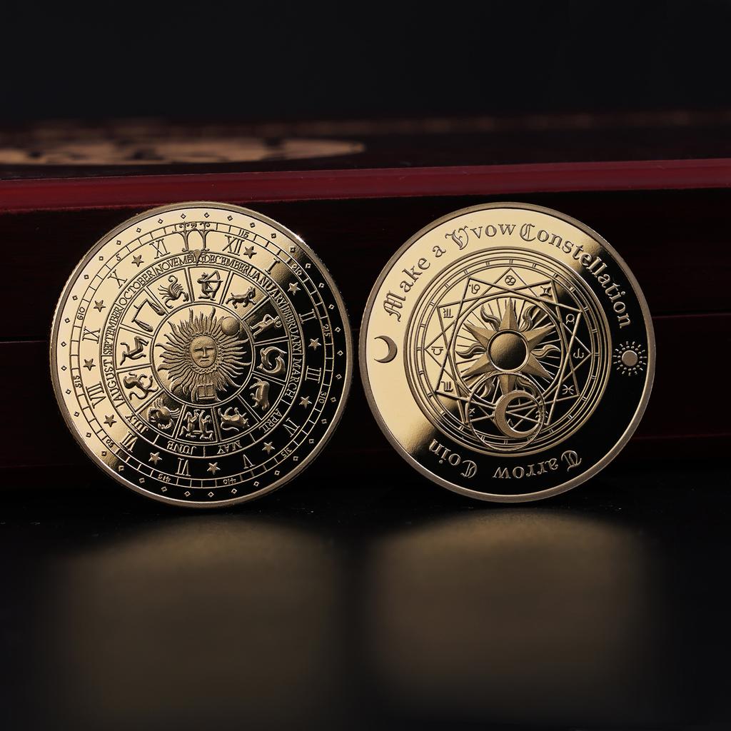 Zelta Taro vēlējuma monēta Laimes monēta Zelta monēta Saules mēness zvaigznājs Piemiņas monēta mīlestības monēta