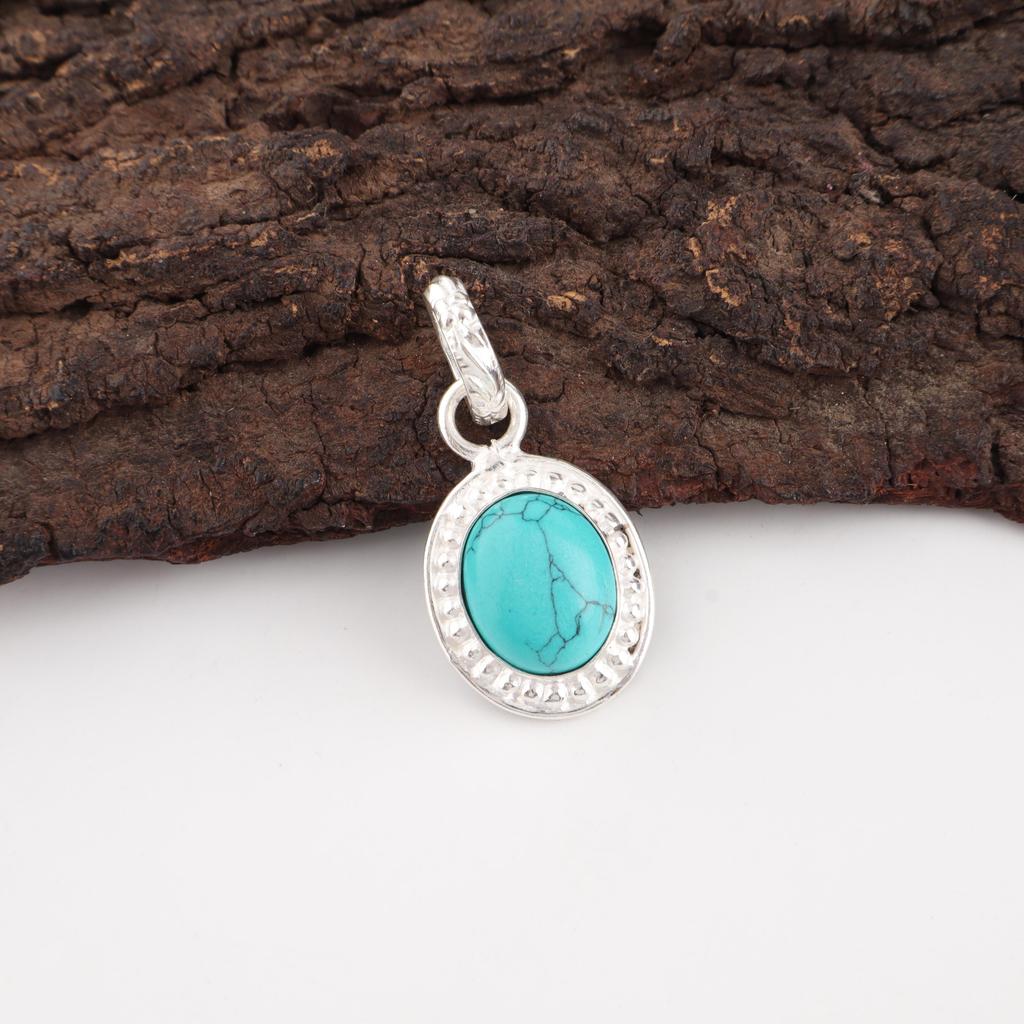 Magnesite Turquoise Gemstone Jewelry, Handmade 925 Solid Sterling Silver Jewelry, Gorgeous Silver Jewelry Pendant For Gift