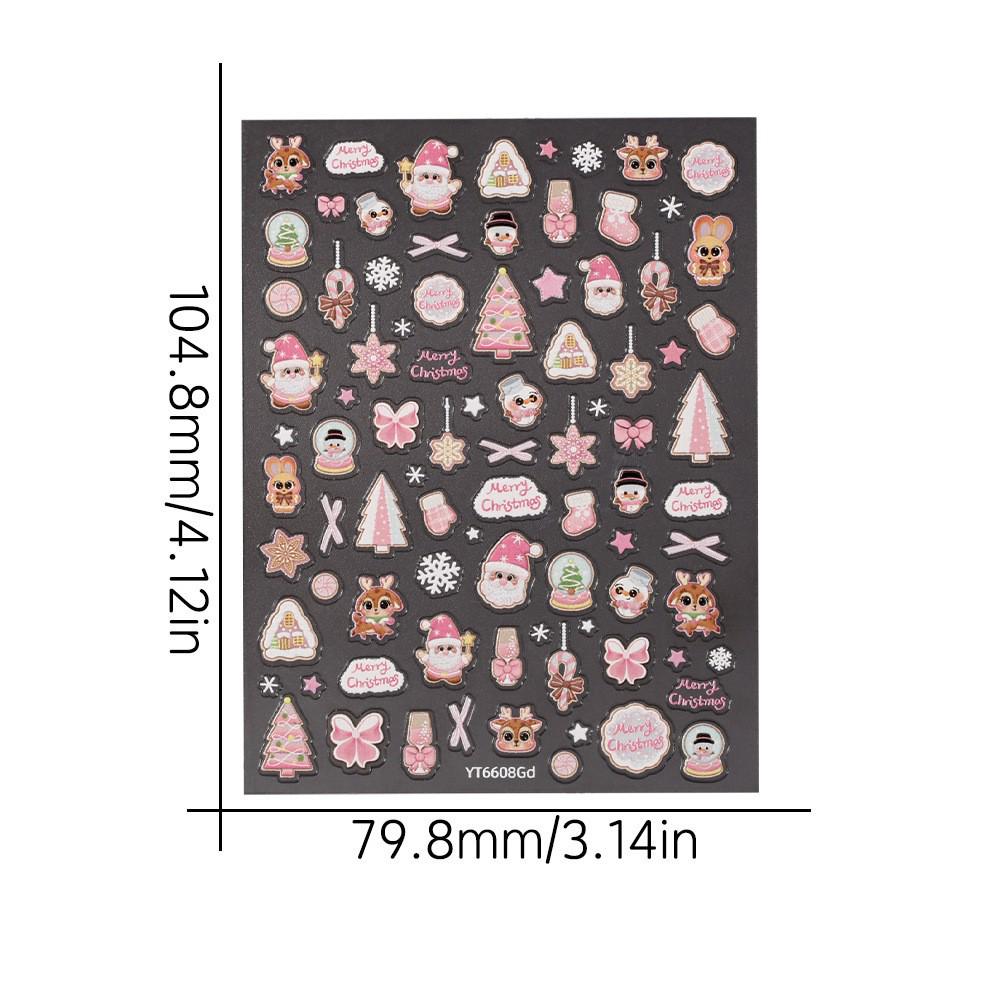 Jelly Pink Christmas Cartoon Cookie Nail Stickers, Christmas Series, YT6608