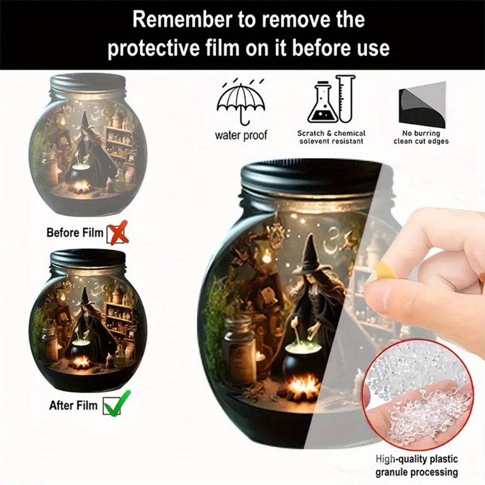 2D Flat Halloween Witch Hanging Ornaments with Rope - 2D Acrylic Sunshine Catch Ornaments,Witch Hats and Boilers Halloween Home and Garden Decorations