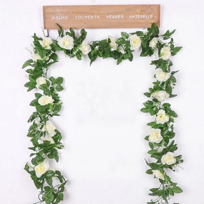 White Champagne Artificial Flowers Garland Fake Vine Silk Rose For Wall Hanging Plants Wedding Arch Party Garden Home Decor