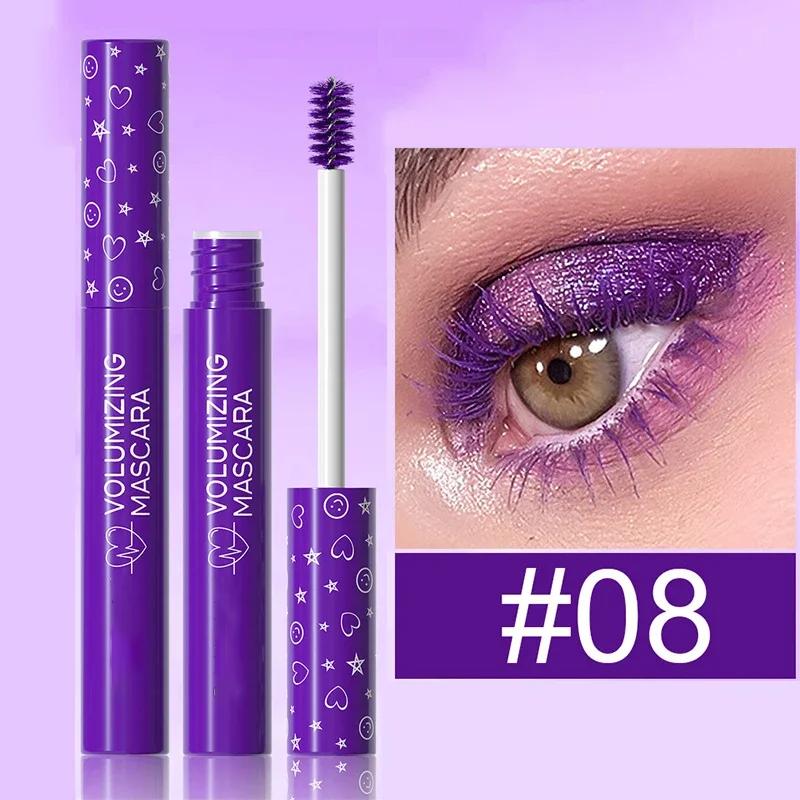 8 Kolorów Podkręcający Tusz do Rzęs Makijaż Sceniczny Wodoodporny Zielony Tusz Kremowy Niebieski Fioletowy Podkręcający Wydłużający Szybkoschnący Przedłużanie Rzęs