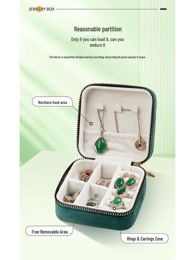 Cutie de bijuterii din catifea cu fermoar: Depozitare portabilă pentru coliere, brățări, inele și cercei