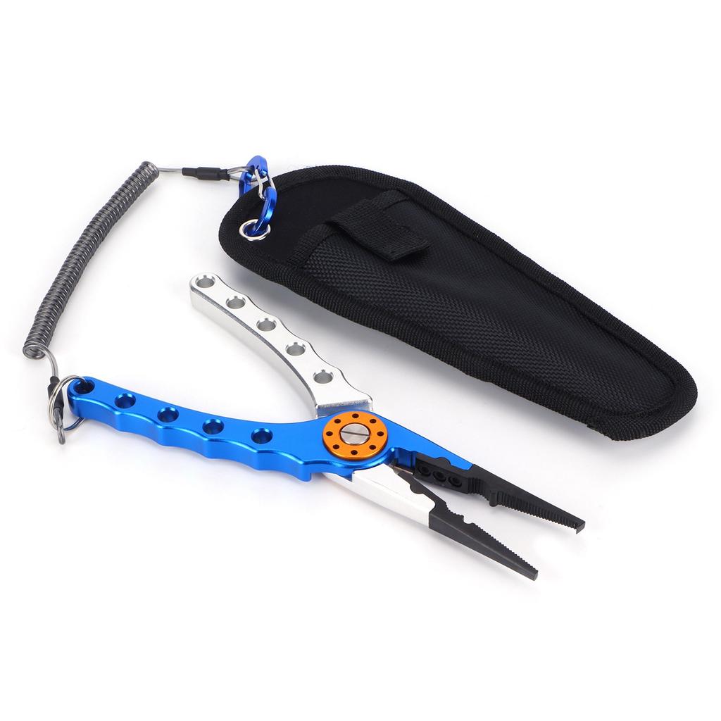 Fishing Lure Pliers Tongs Multifunction Aluminum Alloy Hook Remover Tool Equipment(Blue Silver )