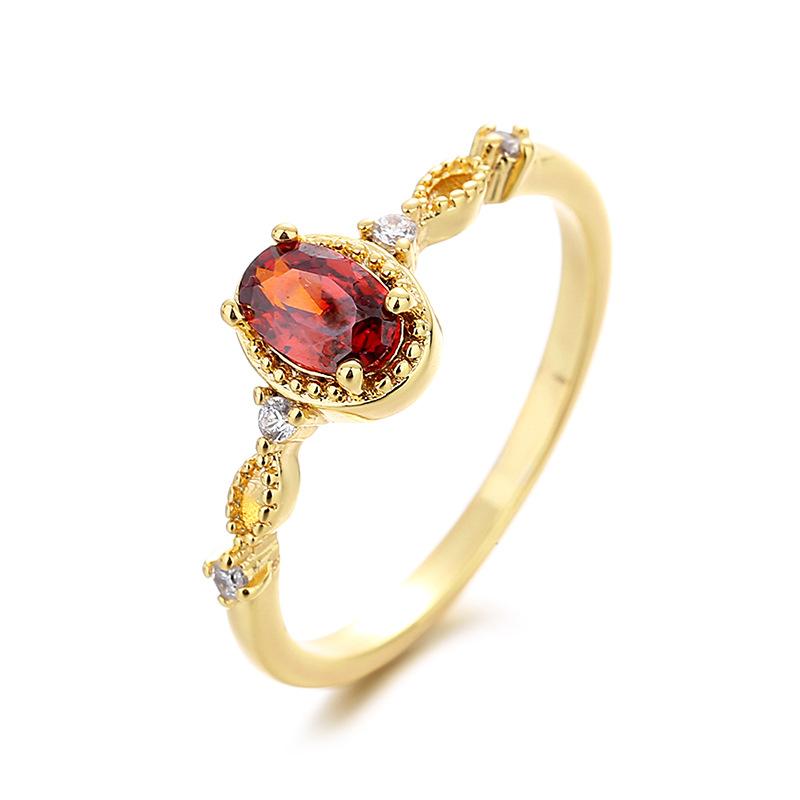 

2026 French Retro Light Luxury Niche Design Pomegranate Red Four-claw Ring Women s Hollow Geometric Ring Colored Treasure Jewelry no. 6 красный