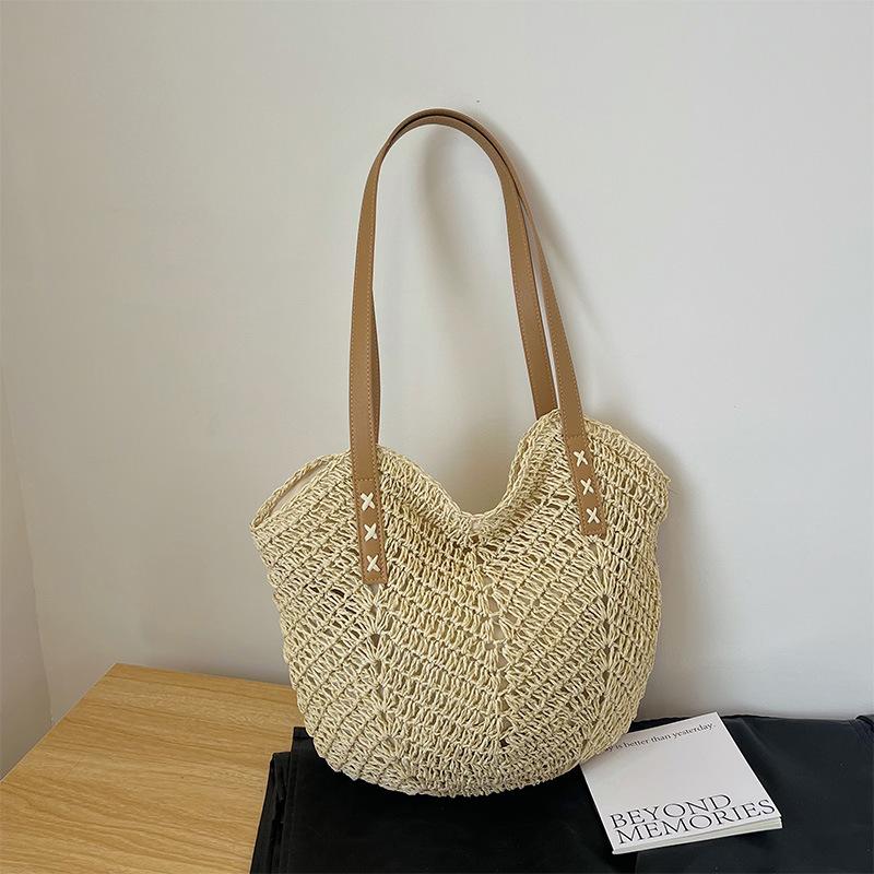 

Новая ручная плетеная сумка Модная сумка на одно плечо Соломенная плетеная сумка Бумажная веревочная пляжная сумка для отпуска Сумка через плечо Рюкзак-тоут