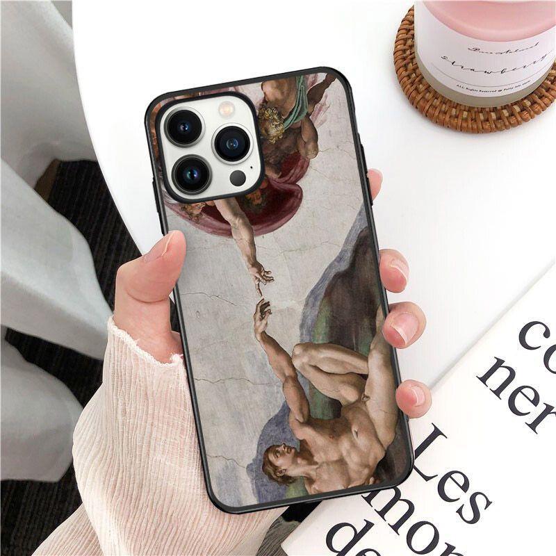 Creația lui Adam, pictură renascentista, husă pentru telefon pentru iPhone 14pro 11pro 12 13pro max 5 6s xs 7 8plus SE xr 12mini
