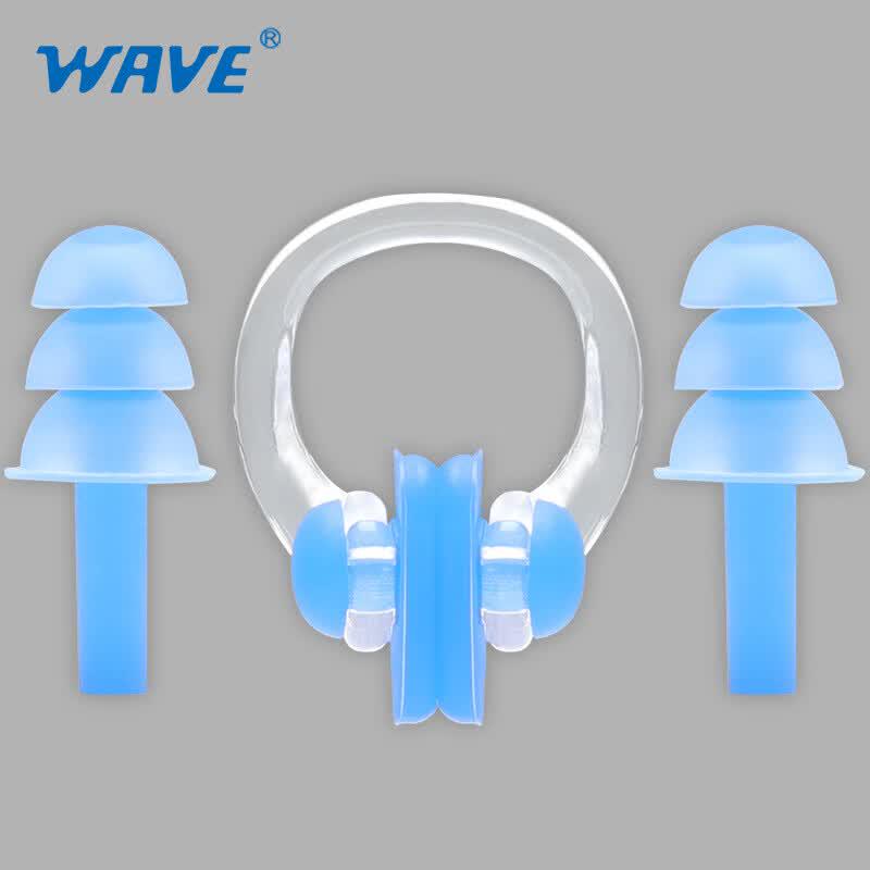 WAVE Professional Swimming Earplugs and Nose Clip Set