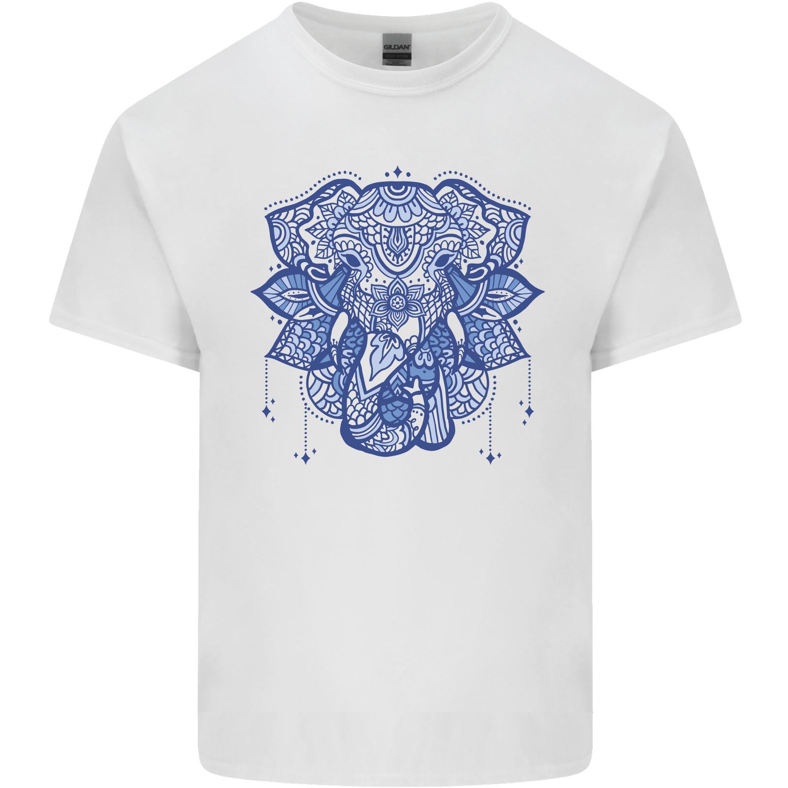 Mandala Art Elephant Mens Light Cotton T-Shirt Mens Womens Tees Top S