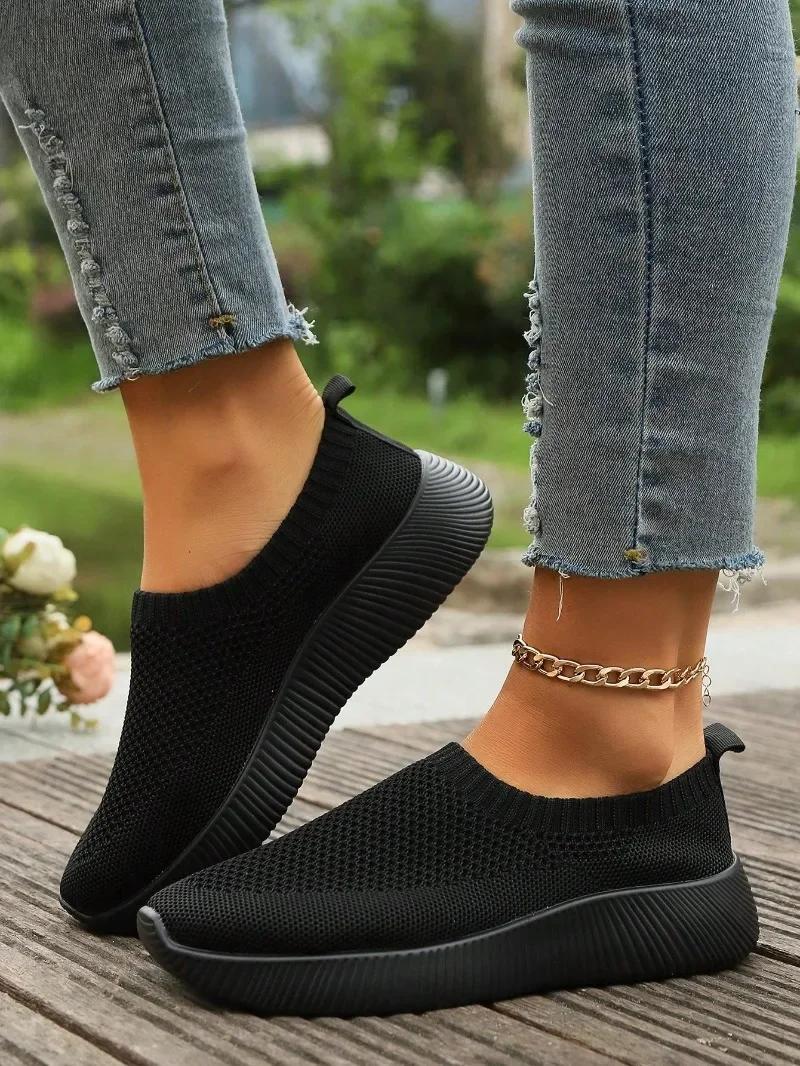 

Модная женская обувь 2024 года, высококачественные женские туфли из вулканизированной кожи с неглубокой подошвой, модная женская повседневная обувь с круглым носком, новые легкие сетчатые кроссовки 43 чёрный