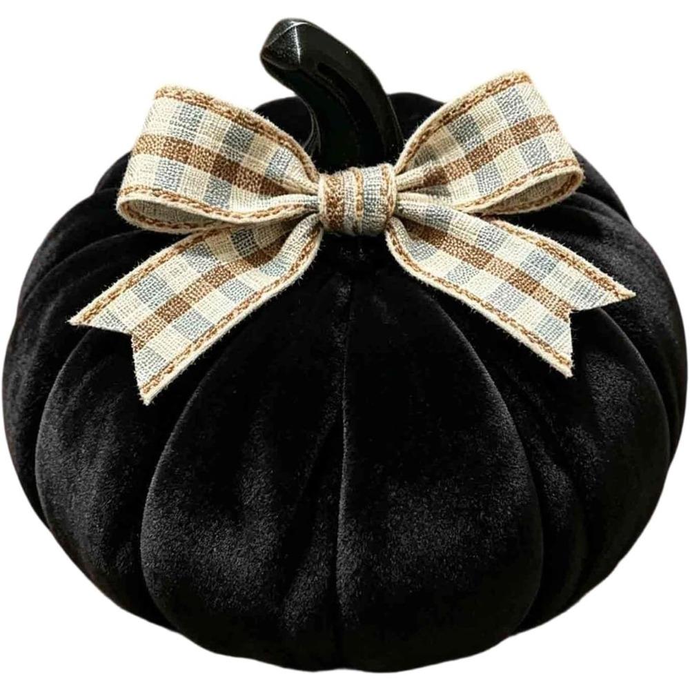 Pumpkin Decor, Ribbed Shape, for Mantel or Shelf, Black