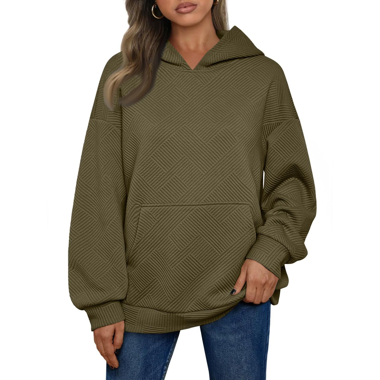 

Женские однотонные пуловеры оверсайз свитшоты пуловеры модная одежда с карманами XXL армия зеленый