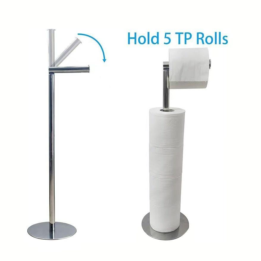 1 stuks Vrijstaande Toiletrolhouder Geschikt voor 5 Rollen - Moderne Roestvrijstalen Badkamer Tissue Rol Dispenser met Geverfd
