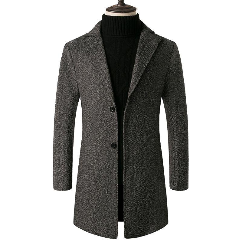 Stylish Men's Slim Trench Coat With Long Single Breasted Design And Lapel Jacket