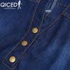 QICED Short-sleeved Denim Dress Women's Plus-size A-line Skirt