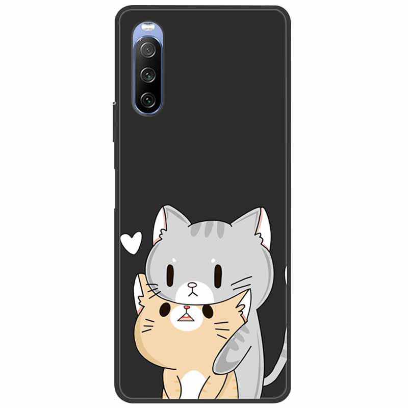 Soft Cover For Sony Xperia 10 III /5 III /1III Case Silicone Painted Marble Cat Funda Cover for Sony Xperia 1 II /10 II /5 Coque