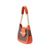 Michael Kors MK Hally Vintage Floral Chain Strap Leather And Faux Leather Tote Shoulder Bag Women handbags Dark-Brown Orange 30F1G2HL1B-843