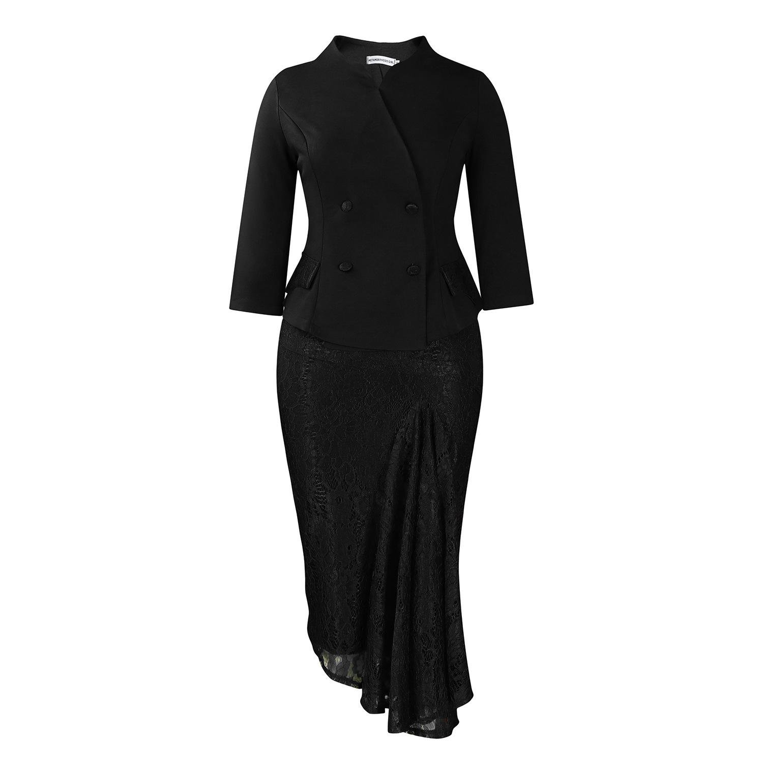 

2025 Women s Slim Fit Three-Quarter Sleeve Bodycon Dress – Semi-High Neck, Chic & Stylish XXX-Large чорний
