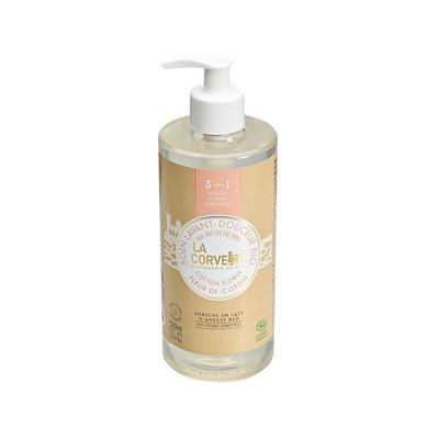 LA CORVETTE 3-in-1 Cleansing Bio 500mL, All-over Cleansing Wash, Body Soap, Shampoo, Gentle On Skin, BIO, Made In France (Cotton Flower)