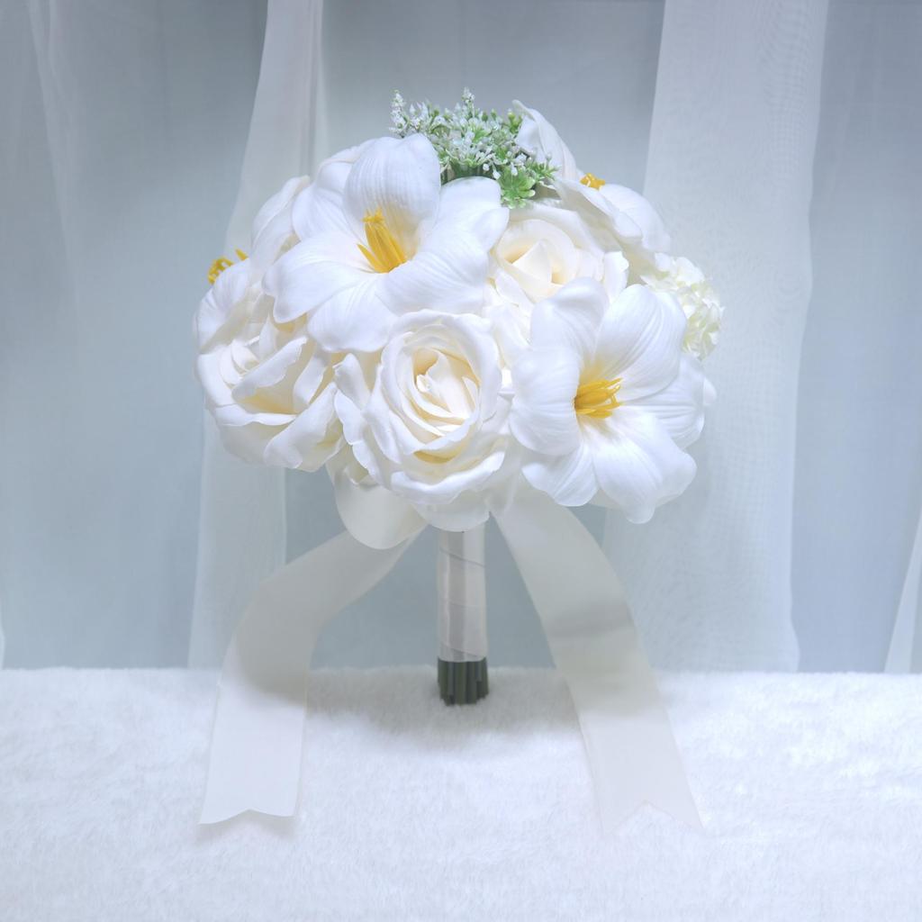 Elegant Bridal Bouquet: Preserved Tulips & Roses Wedding Photo Props - Handheld Simulation for Engagement.
