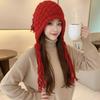 Autumn and Winter Sweet Knitted Hat with Long Tassels Windproof Ear Protection Hat Keep Warm Women Bucket Cap