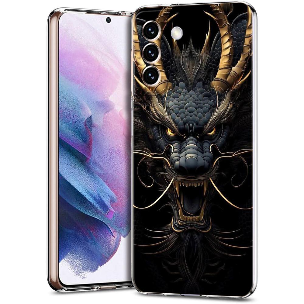 

Прозрачный чехол для Samsung Galaxy S25 S24 S23 S22 S20 S21 FE Ultra Edge S24 S23 S10 Plus 5G Чехол для телефона Золотой Китайский Дракон S21 FE 5G