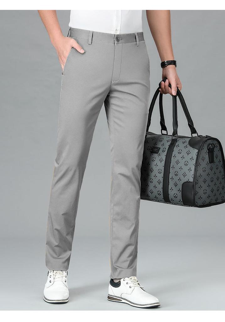 96% Long Staple Cotton&crisp and Easy To Care for Men's Casual Pants In Spring and Summer, Durable and Versatile Straight Leg Pants