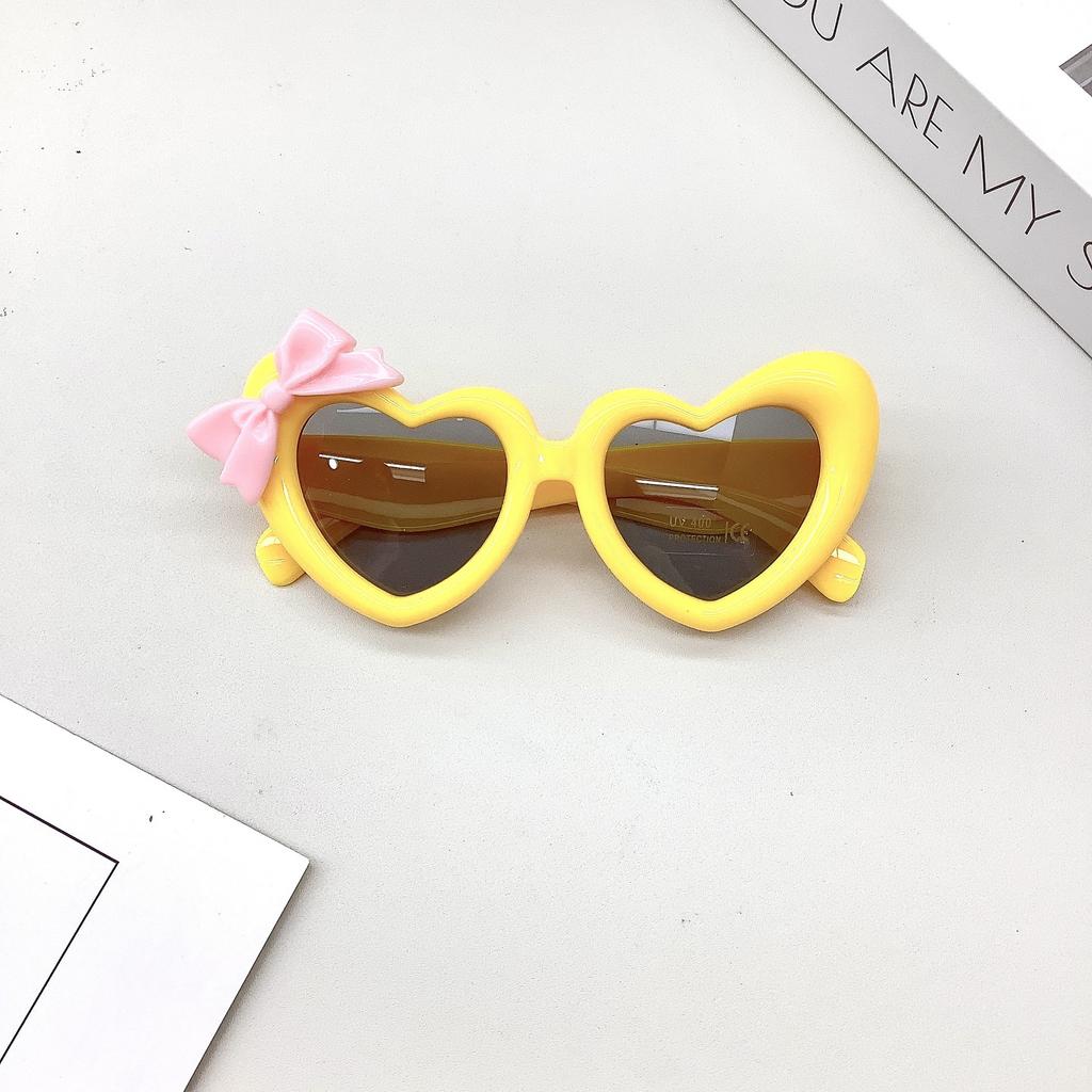 Fashion Bow Children'S Sunglasses Cute Girl Love Sunglasses Sun Protection Uv Glasses Tide