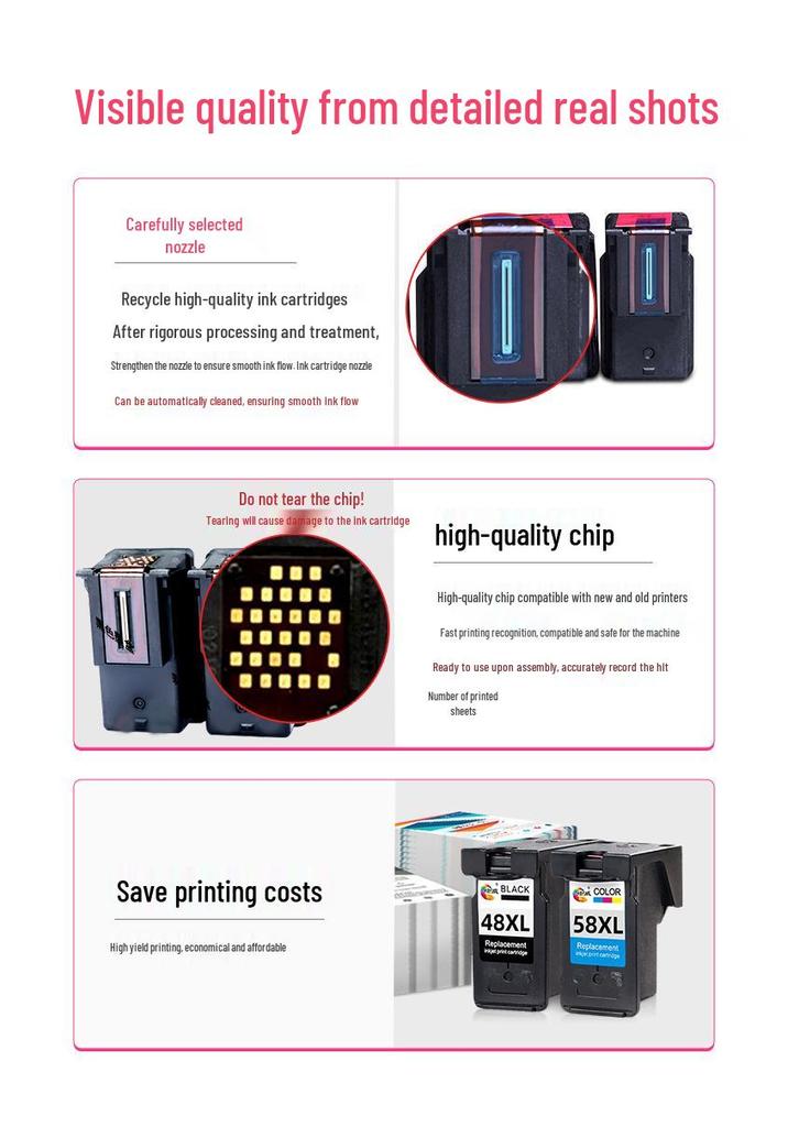 Compatible Black Ink Cartridge for Canon PIXMA E408/E418/E468/E478 (Huiwei PG-48XL)
