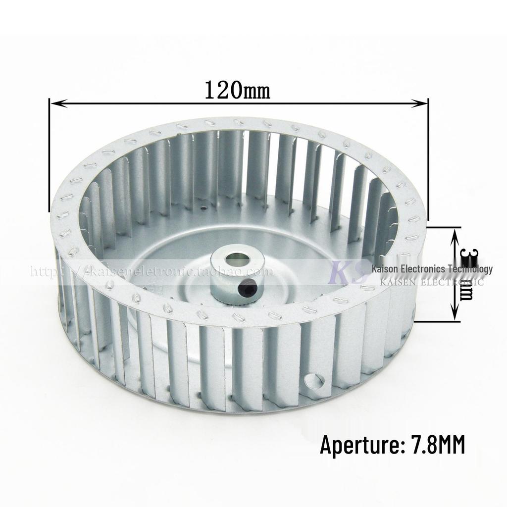 Galvanized High-Temp Motor Fan Impeller, 120mm Diameter, 34mm Height, 43mm Depth, 6mm/8mm Inner Hole