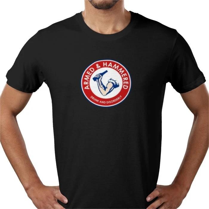 

Mens Armed & Hammered T shirt Funny Drinking Gym Sarcastic Humor Tee - all sizes S
