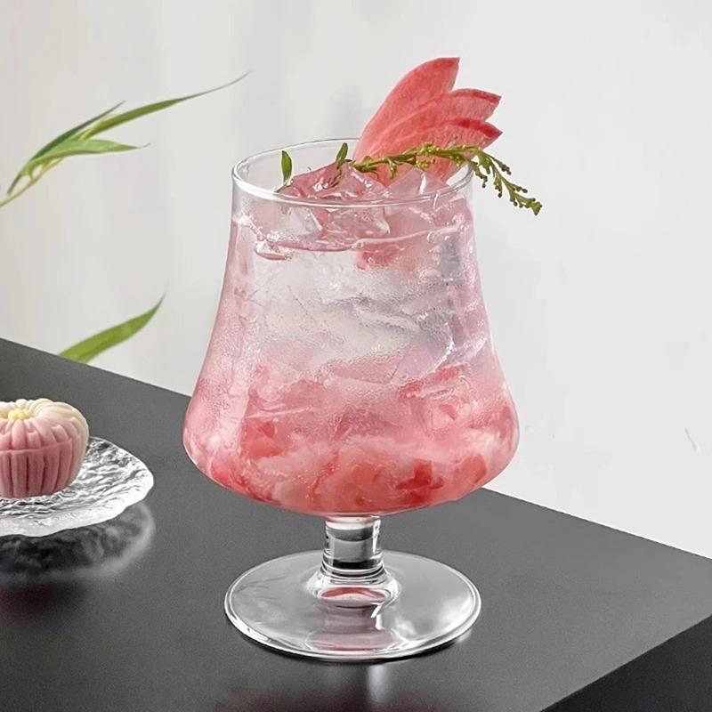 2Pcs High-foot Glass Cup Creative Cocktail Glasses Cups Transparent Coffee Juice Glasses Cup Bubble Glass Cups Bar Kitchen Tool