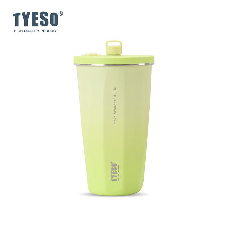 TYESO Stainless Steel Insulated Coffee Cup & Water Bottle - Ice Buster, Large Capacity, with Straw for Car