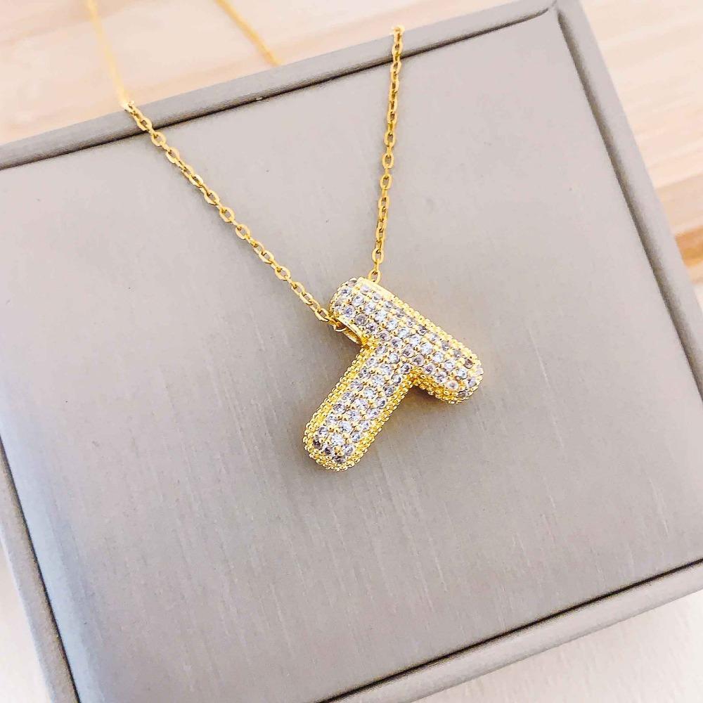 Necklace Female English Alphabet Necklace Female Hip Hop Full Zircon Delicate Clavicle Chain Personality Necklace