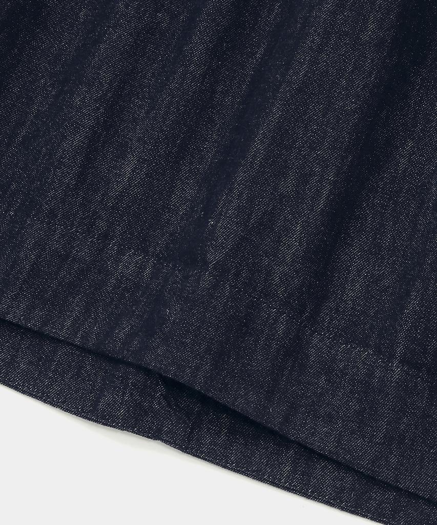 Columbia University All-Round Pleats Denim Long Skirts Indigo Denim
