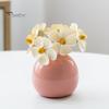 Mini Ceramic Vase Solid Color Glazed Flower Vase Desktop Decor Miniature Bud Vase for Small Hydroponic Plants Flowers Office Living Room Bedroom