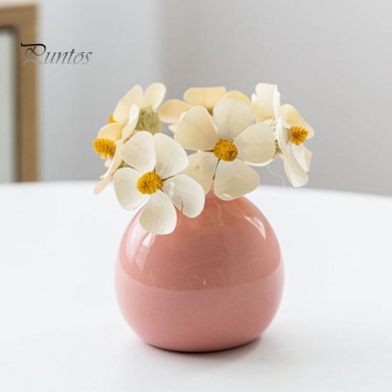 Mini Ceramic Vase Solid Color Glazed Flower Vase Desktop Decor Miniature Bud Vase for Small Hydroponic Plants Flowers Office Living Room Bedroom