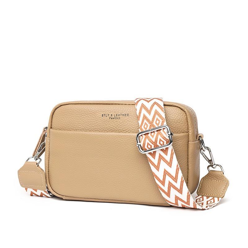 Genuine Leather Wide Shoulder Strap Single-shoulder Bag Soft Leather Casual Crossbody Bag