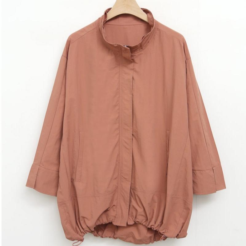 Shop Women Loose Fit Spring Jacket 7 Sleeve Daily Zip Up Dgb Wjp 4343 Beige